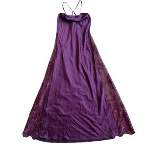 Rya Collection Darling Gown Nightie Deep Purple Lace Sides Nightgown Size Medium